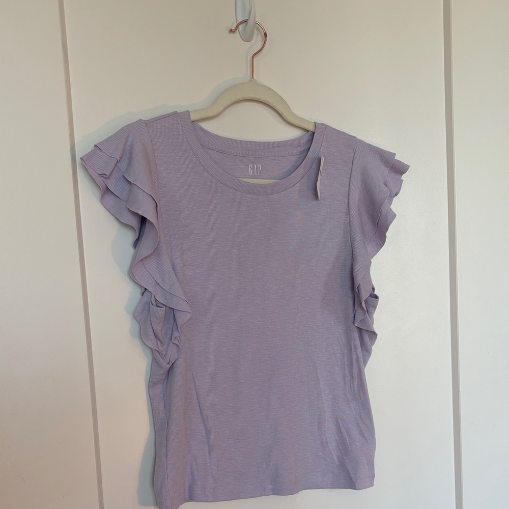GAP Lavender Ruffle Sleeve Tank Top sz M